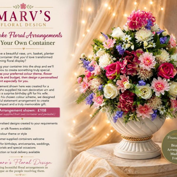 Bespoke Floral Arrangements In Your Own Container